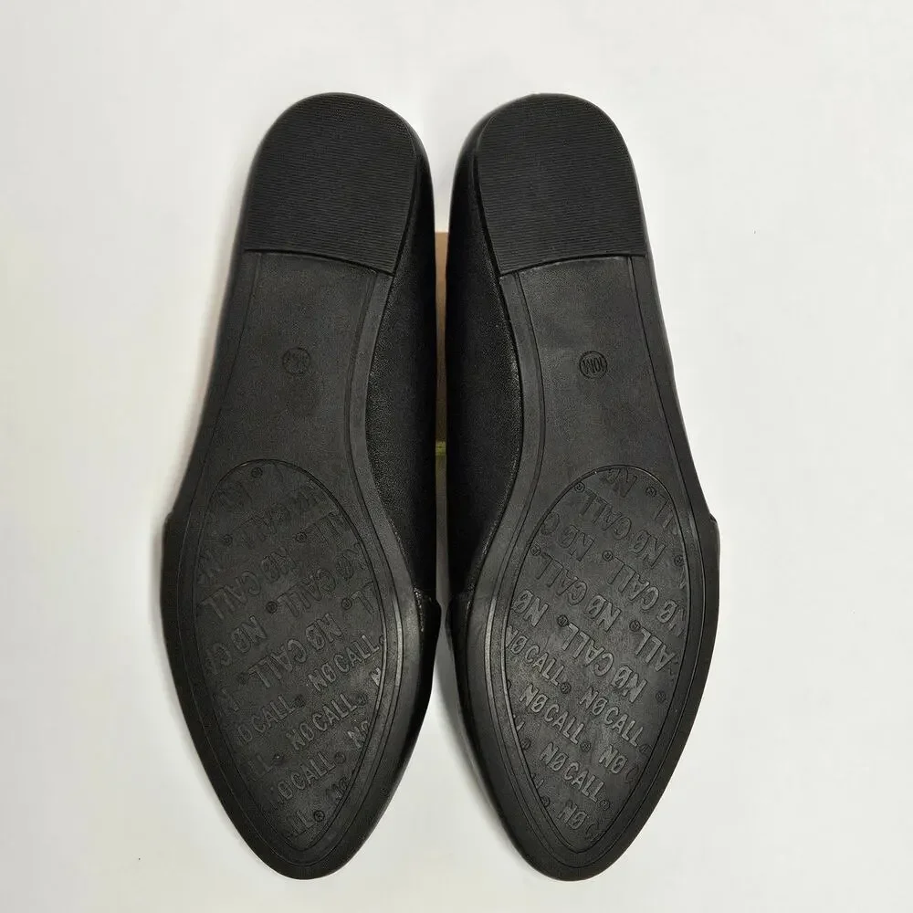Black Faux Leather No Call Sharon Flats Padded‎ Footbed Size 10M
